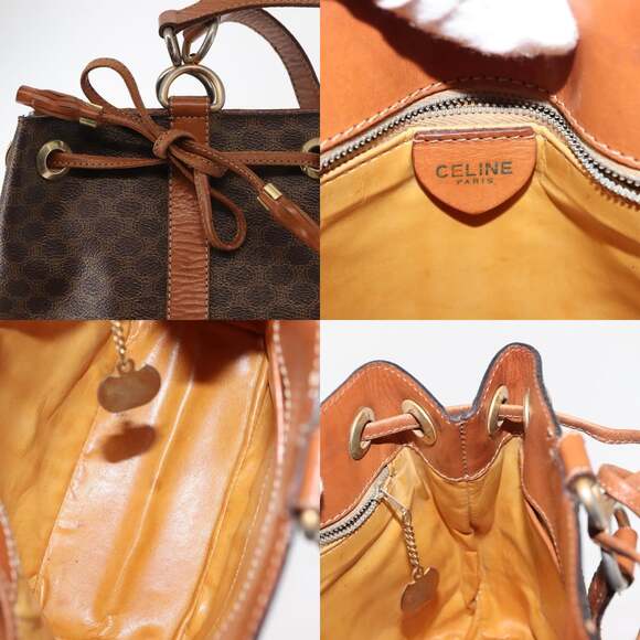 CELINE Macadam Canvas Shoulder Bag Pvc Leather Brown Gold - Picture 11 of 12